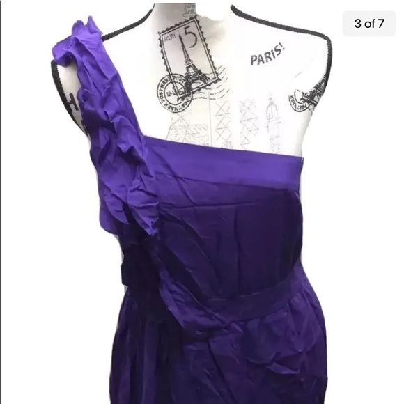 BCBG Generation One Shoulder Pencil Dress Mini Purple  8 - Picture 7 of 9